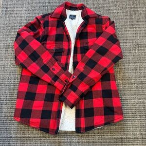 J. Crew Red and Black Plaid Shirt Jacket